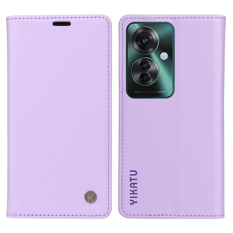 YIKATU YK-001 For Oppo Reno11 F 5G Slim Cover Magnetic Closing Leather Phone Shell - Light Purple