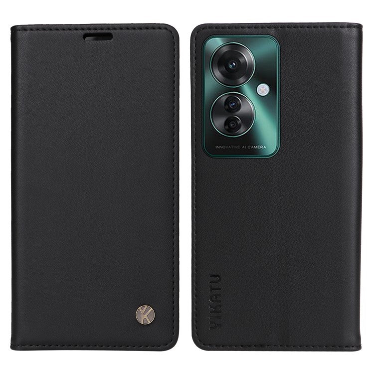 YIKATU YK-001 For Oppo Reno11 F 5G Slim Cover Magnetic Closing Leather Phone Shell - Black