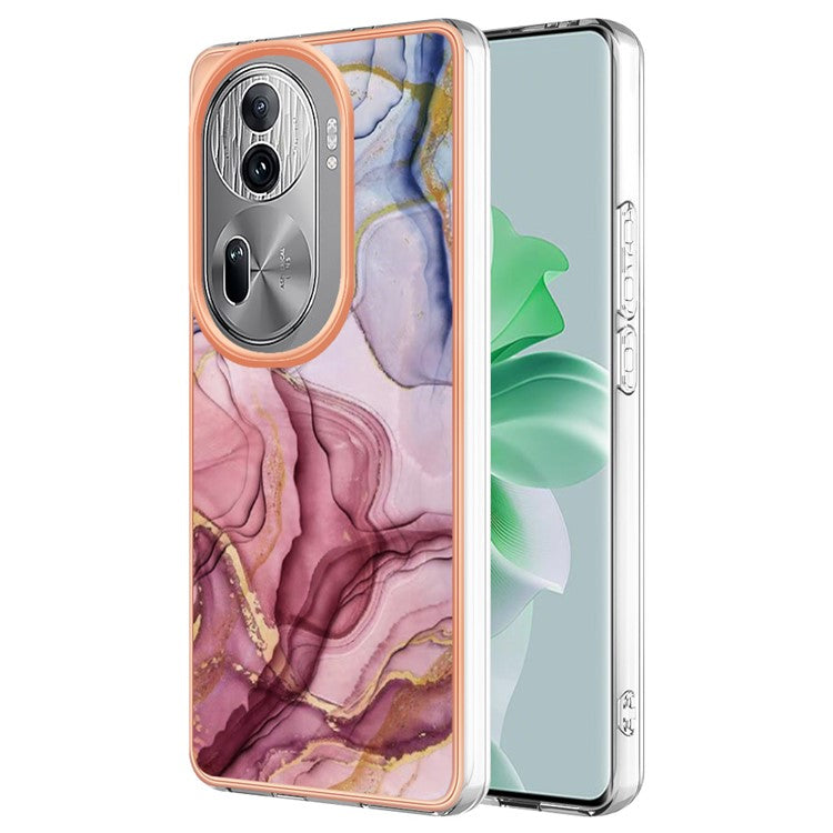 YB IMD Series-16 Style-E For Oppo Reno11 Pro 5G (Global) Phone Case 2.0mm Marble Pattern TPU Cover - Rose Gold