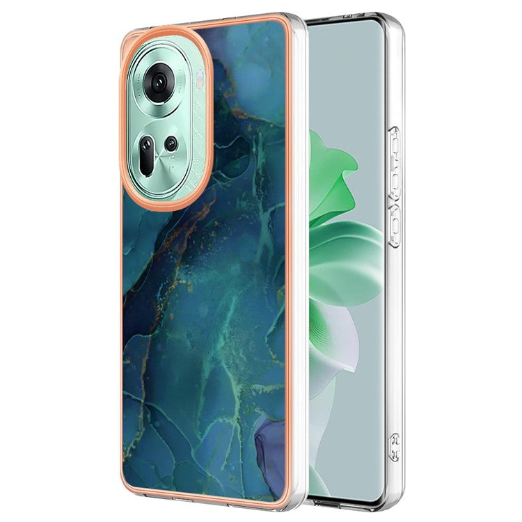 YB IMD Series-16 Style-E For Oppo Reno11 5G (Global) Flexible TPU Case Electroplating Edge Phone Cover - Green