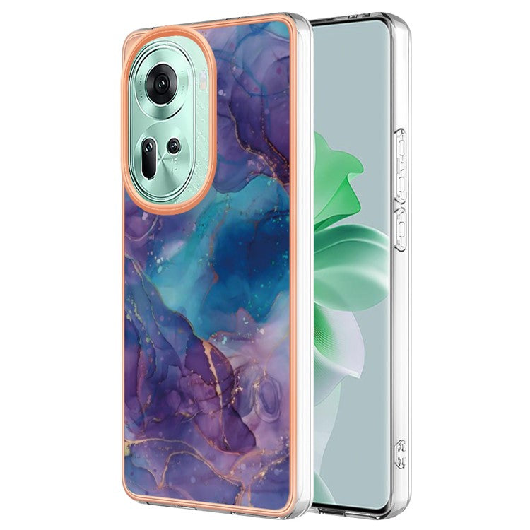 YB IMD Series-16 Style-E For Oppo Reno11 5G (Global) Flexible TPU Case Electroplating Edge Phone Cover - Purple