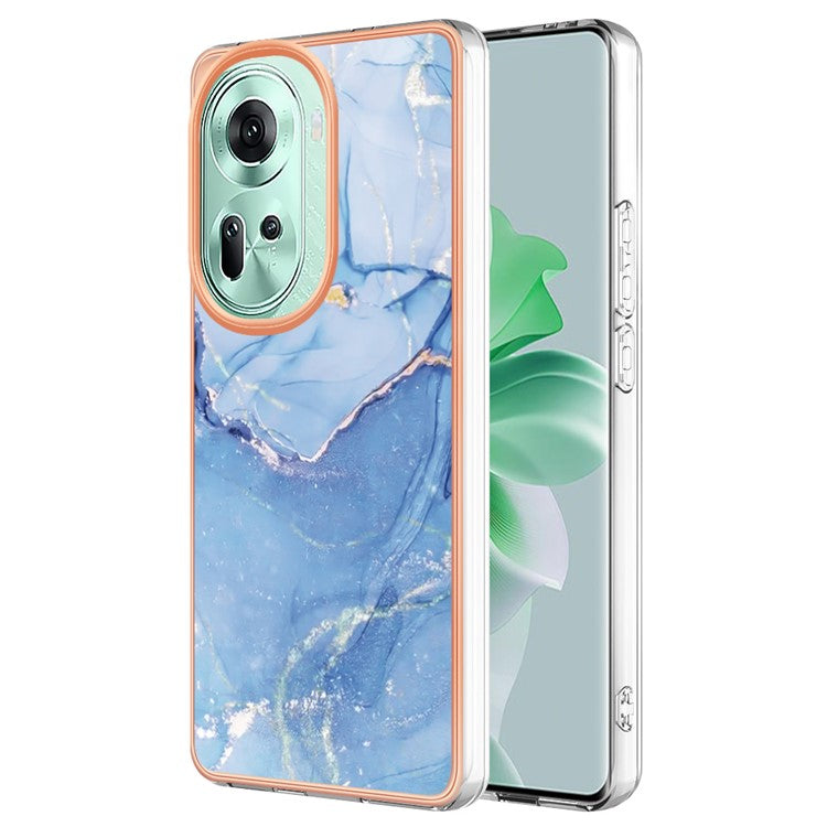 YB IMD Series-16 Style-E For Oppo Reno11 5G (Global) Flexible TPU Case Electroplating Edge Phone Cover - Blue