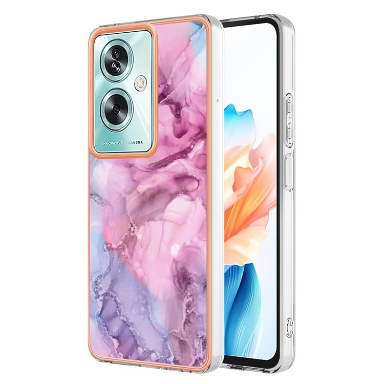 YB IMD Series-16 Style-E For Oppo A79 5G / A2 5G Marble Pattern Case 2.0mm TPU Electroplated Phone Cover - Rose