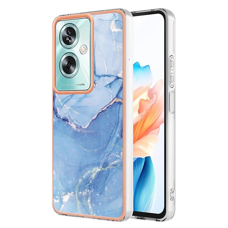 YB IMD Series-16 Style-E For Oppo A79 5G / A2 5G Marble Pattern Case 2.0mm TPU Electroplated Phone Cover - Blue