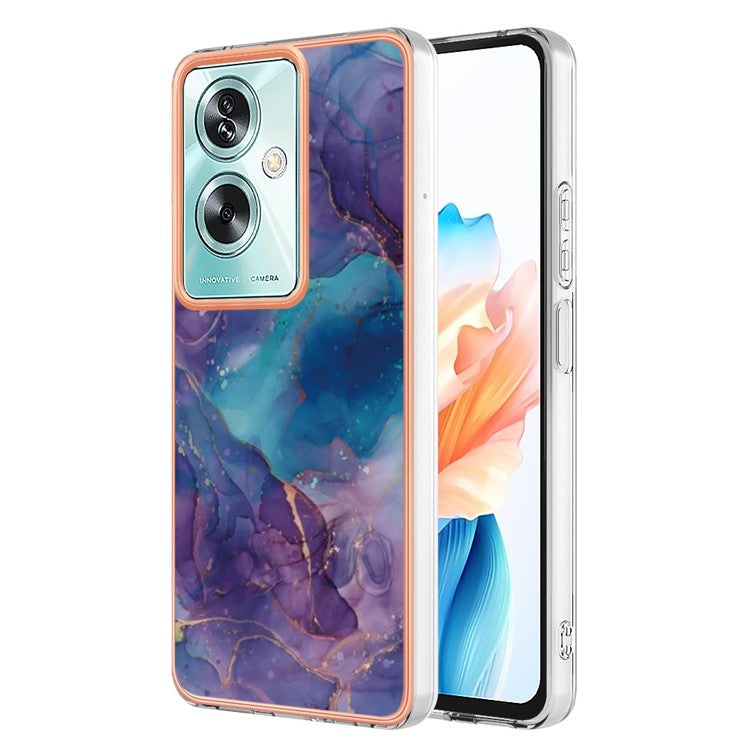 YB IMD Series-16 Style-E For Oppo A79 5G / A2 5G Marble Pattern Case 2.0mm TPU Electroplated Phone Cover - Purple