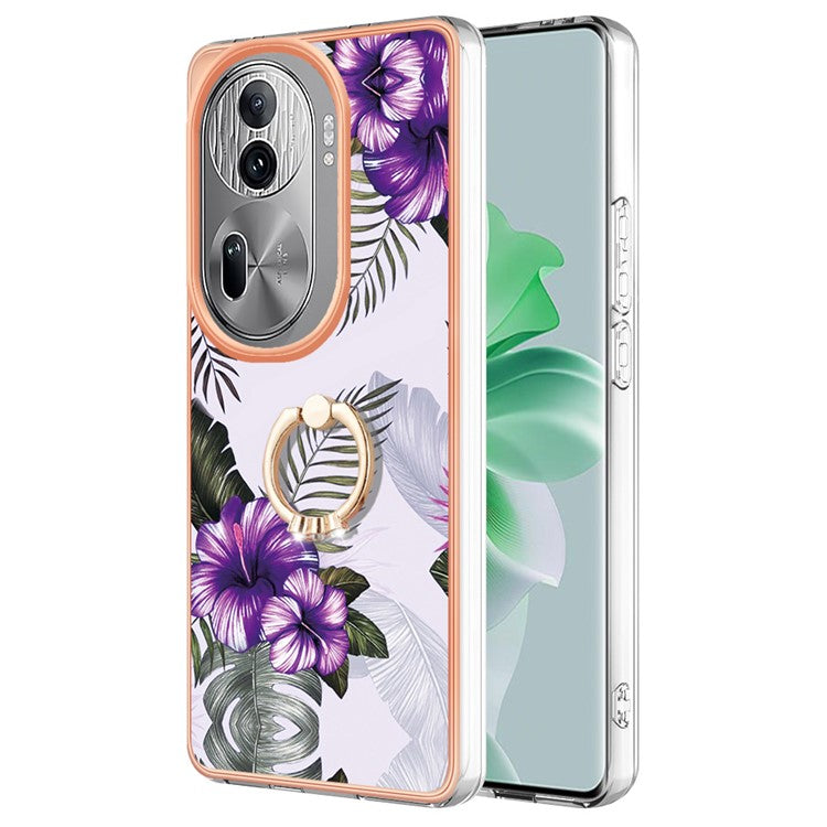 YB IMD Series-6 For Oppo Reno11 Pro 5G (Global) Phone Case TPU Phone Protective Cover Electroplating Design - Purple Flowers