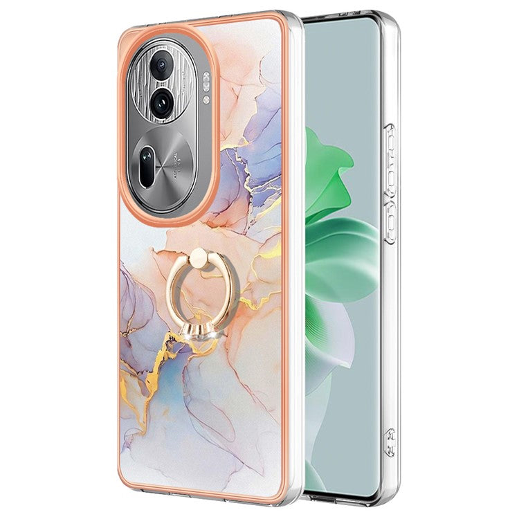 YB IMD Series-6 For Oppo Reno11 Pro 5G (Global) Phone Case TPU Phone Protective Cover Electroplating Design - Milky Way Marble White