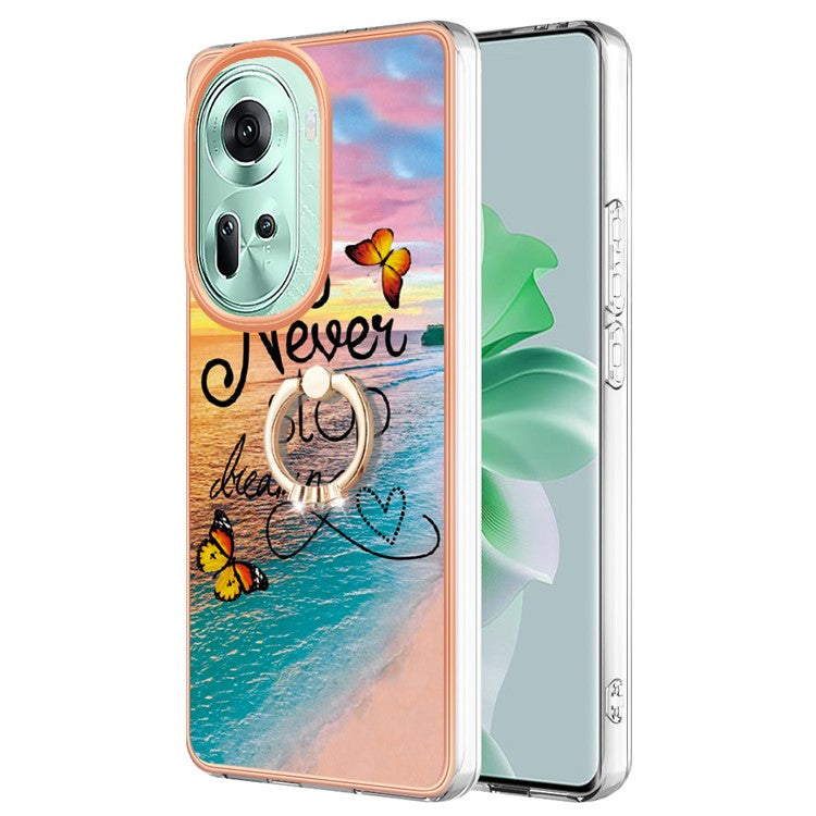 YB IMD Series-6 For Oppo Reno11 5G (Global) Case Electroplating Kickstand Soft TPU Phone Cover - Never Stop Dreaming