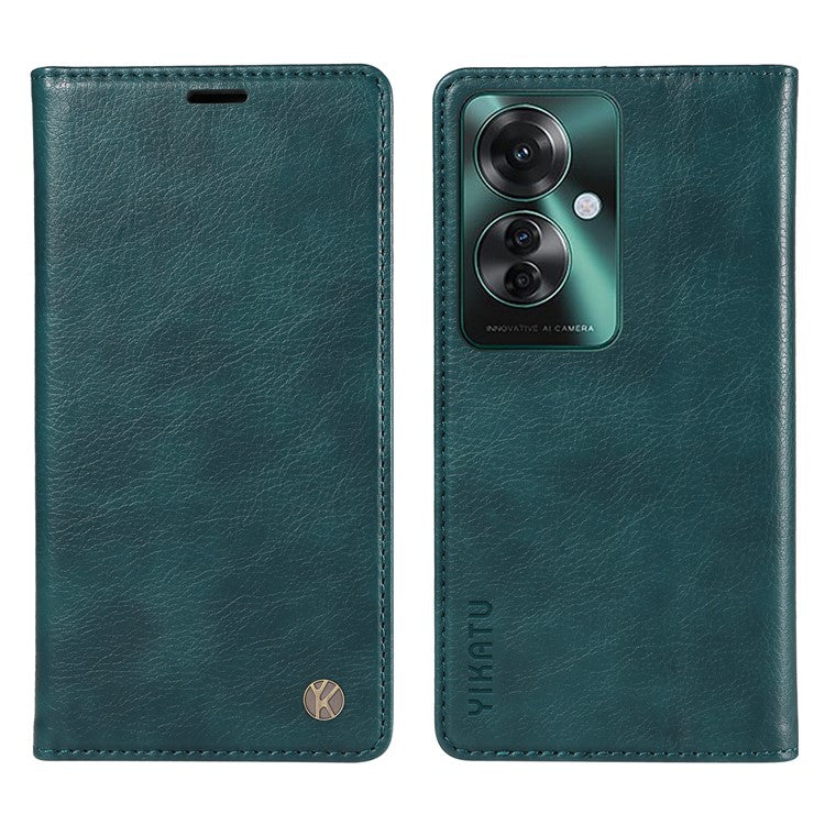 YIKATU YK-006 For Oppo Reno11 F 5G Case Litchi Texture Magnetic Closing Leather Phone Cover - Blue