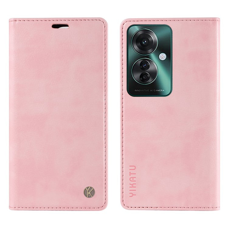 YIKATU YK-006 For Oppo Reno11 F 5G Case Litchi Texture Magnetic Closing Leather Phone Cover - Pink