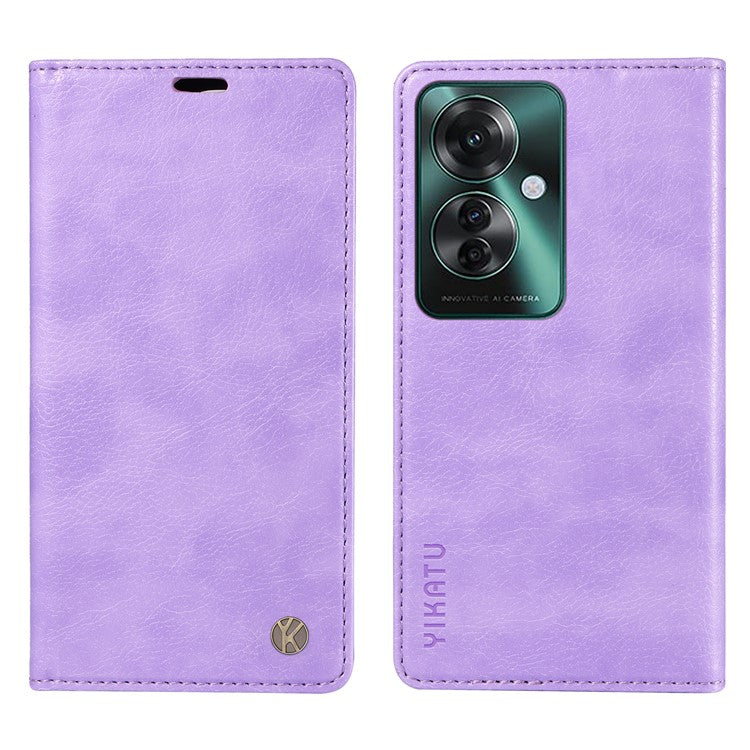 YIKATU YK-006 For Oppo Reno11 F 5G Case Litchi Texture Magnetic Closing Leather Phone Cover - Purple