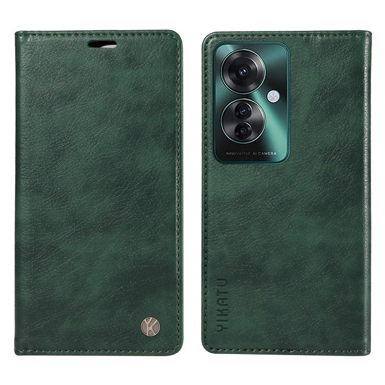 YIKATU YK-006 For Oppo Reno11 F 5G Case Litchi Texture Magnetic Closing Leather Phone Cover - Green