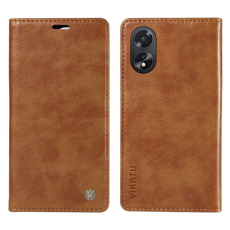 YIKATU YK-006 For Oppo A38 4G / A18 4G Case Leather Phone Cover with Card Slots Wallet - Brown