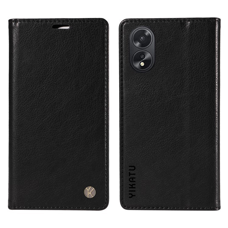 YIKATU YK-006 For Oppo A38 4G / A18 4G Case Leather Phone Cover with Card Slots Wallet - Black