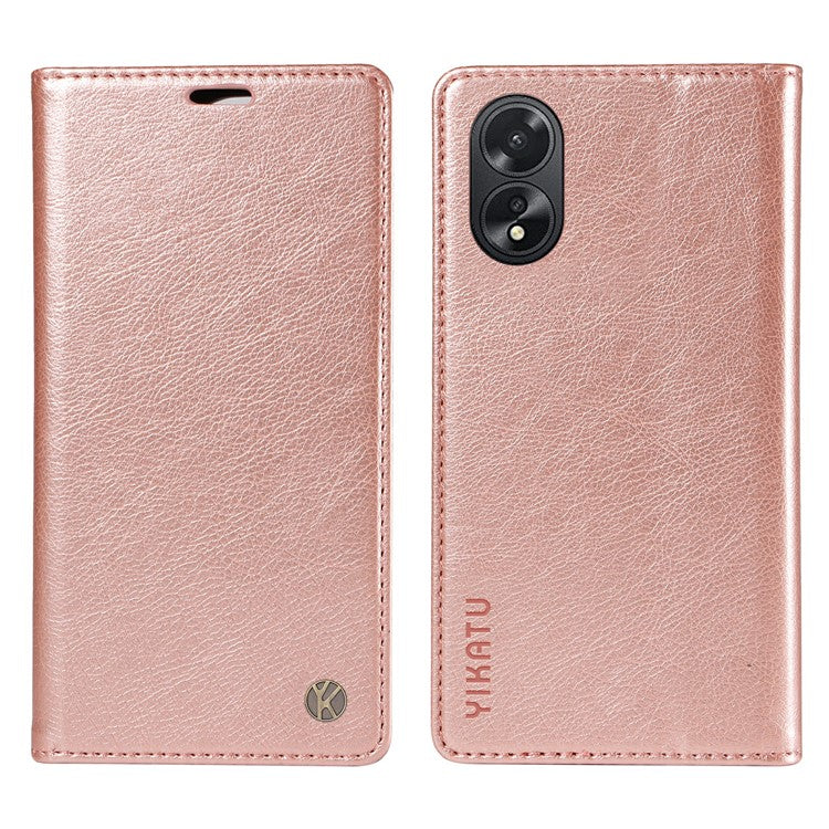 YIKATU YK-006 For Oppo A38 4G / A18 4G Case Leather Phone Cover with Card Slots Wallet - Rose Gold