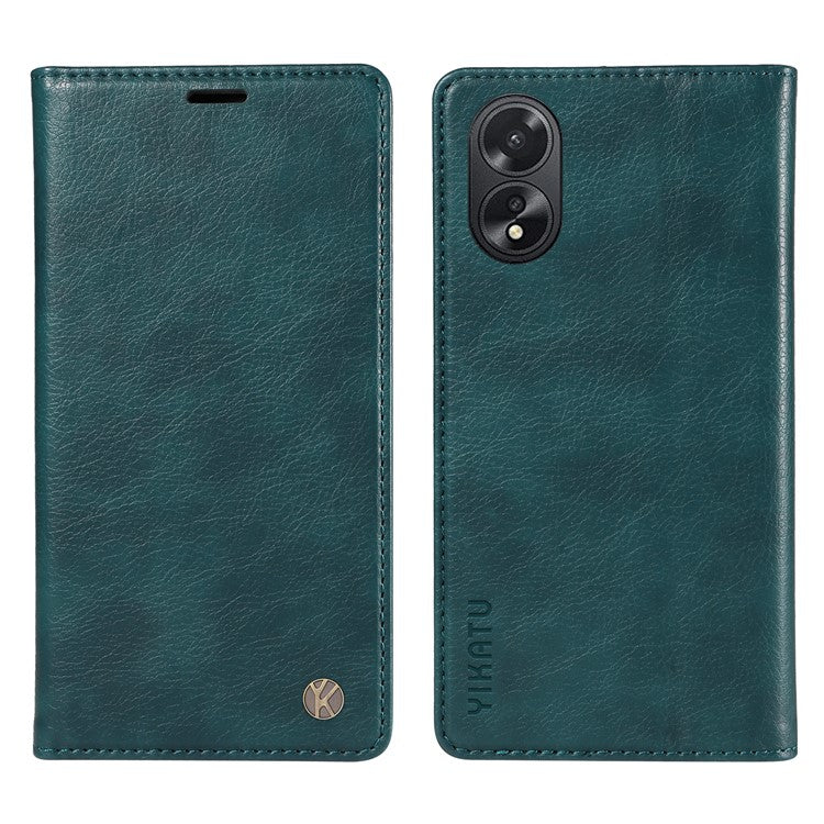 YIKATU YK-006 For Oppo A38 4G / A18 4G Case Leather Phone Cover with Card Slots Wallet - Blue