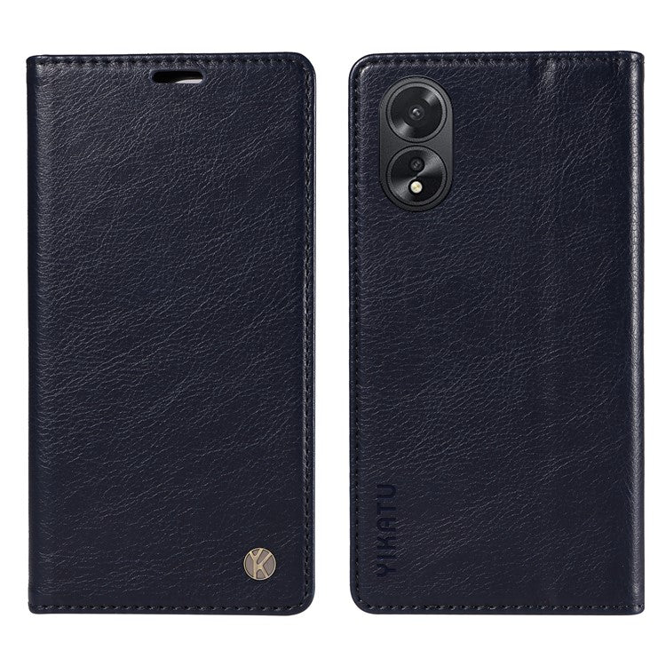 YIKATU YK-006 For Oppo A38 4G / A18 4G Case Leather Phone Cover with Card Slots Wallet - Navy Blue