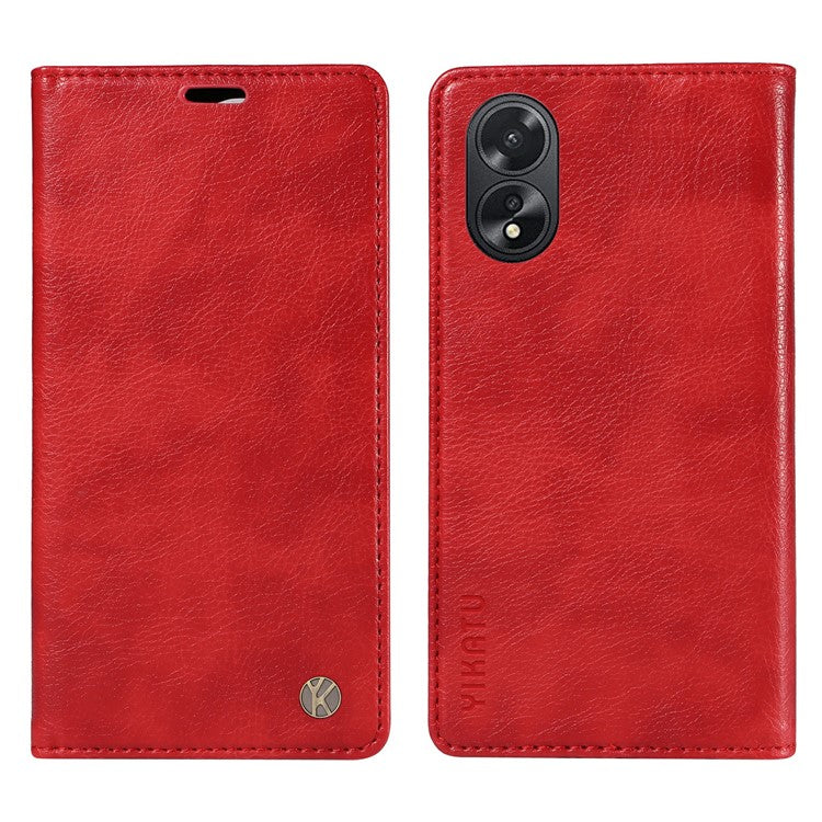 YIKATU YK-006 For Oppo A38 4G / A18 4G Case Leather Phone Cover with Card Slots Wallet - Red