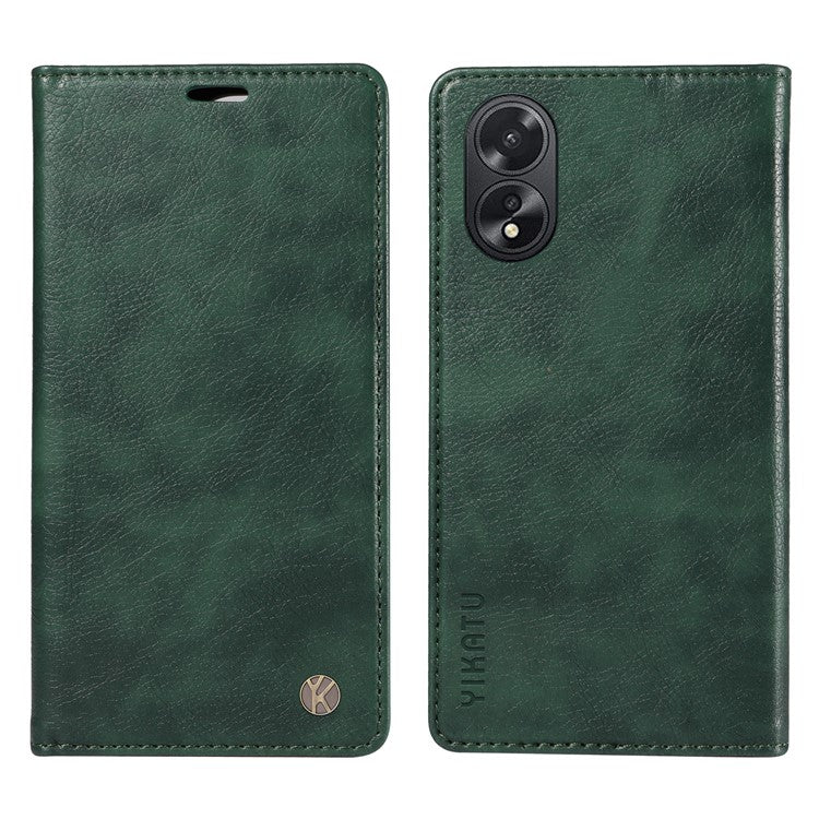 YIKATU YK-006 For Oppo A38 4G / A18 4G Case Leather Phone Cover with Card Slots Wallet - Green