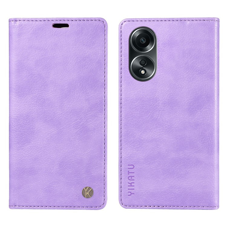 YIKATU YK-006 For Oppo A58 4G Leather Wallet Case Magnetic Closing Flip Phone Cover - Purple