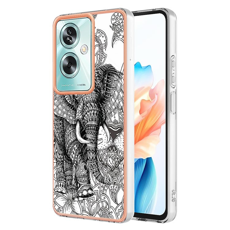 YB IMD Series-19 Style-D For Oppo A79 5G / A2 5G TPU Phone Case Electroplating Pattern Print Shell - Totem Elephant