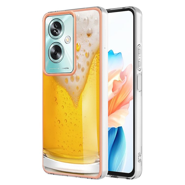 YB IMD Series-19 Style-D For Oppo A79 5G / A2 5G TPU Phone Case Electroplating Pattern Print Shell - Beer