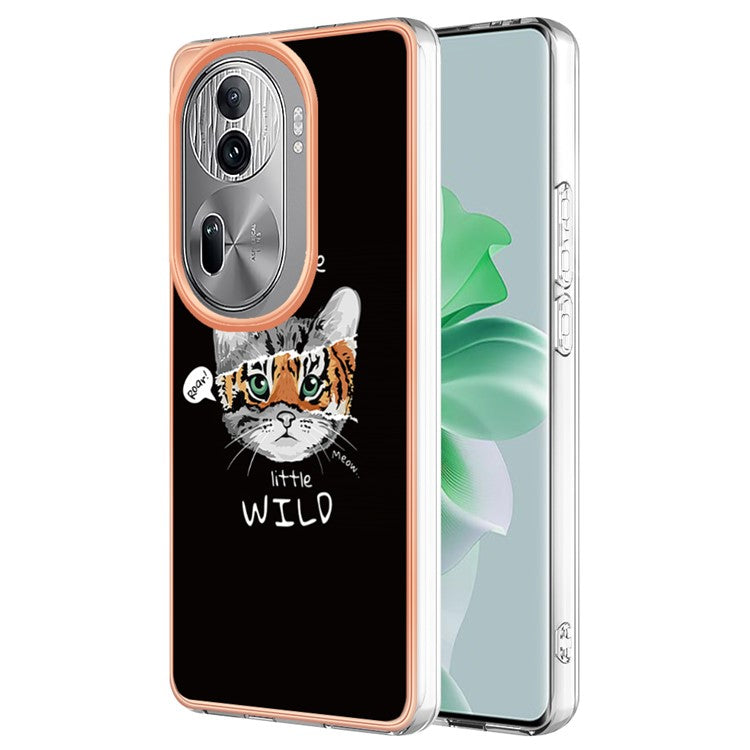 YB IMD Series-19 Style-D For Oppo Reno11 Pro 5G (Global) Electroplated Case TPU Pattern Print Back Phone Cover - Cat  /  Tiger