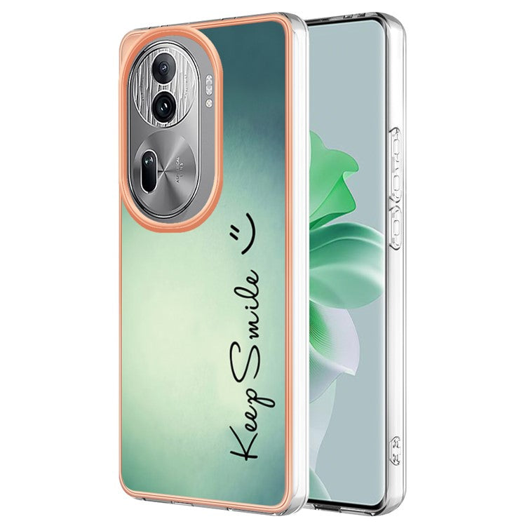 YB IMD Series-19 Style-D For Oppo Reno11 Pro 5G (Global) Electroplated Case TPU Pattern Print Back Phone Cover - Keep Smile