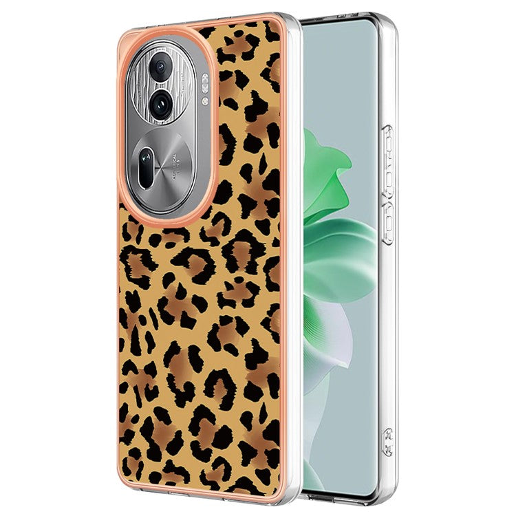 YB IMD Series-19 Style-D For Oppo Reno11 Pro 5G (Global) Electroplated Case TPU Pattern Print Back Phone Cover - Leopard Print