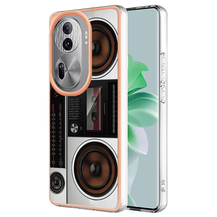 YB IMD Series-19 Style-D For Oppo Reno11 Pro 5G (Global) Electroplated Case TPU Pattern Print Back Phone Cover - Radio