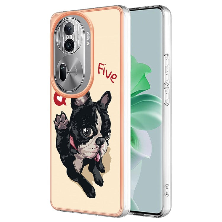 YB IMD Series-19 Style-D For Oppo Reno11 Pro 5G (Global) Electroplated Case TPU Pattern Print Back Phone Cover - Dog