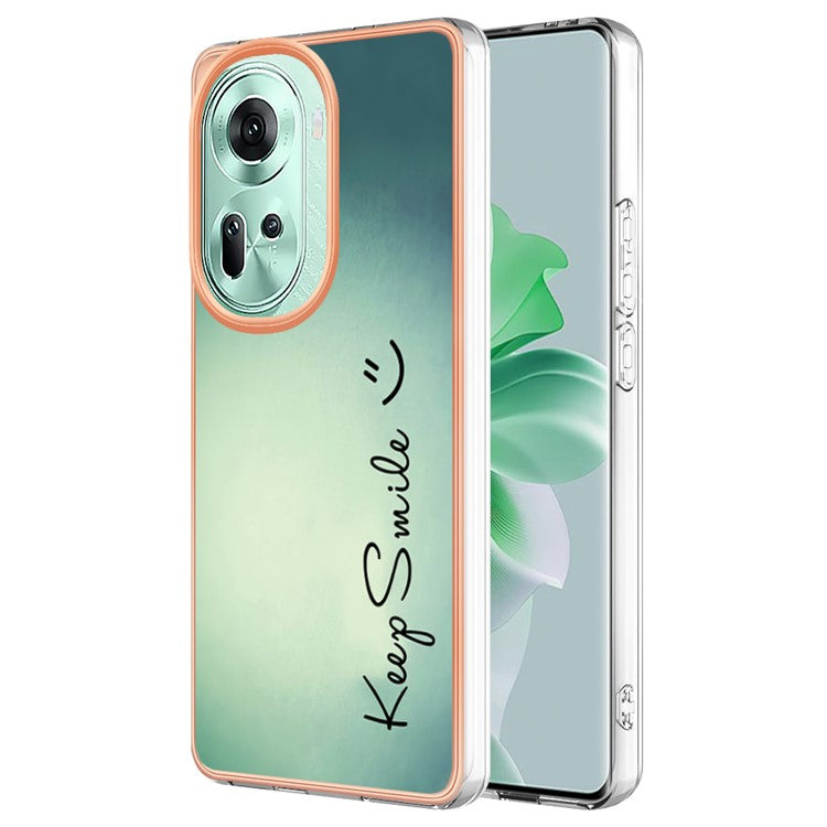 YB IMD Series-19 Style-D For Oppo Reno11 5G (Global) TPU Case Electroplated Pattern Slim Phone Shell - Keep Smile