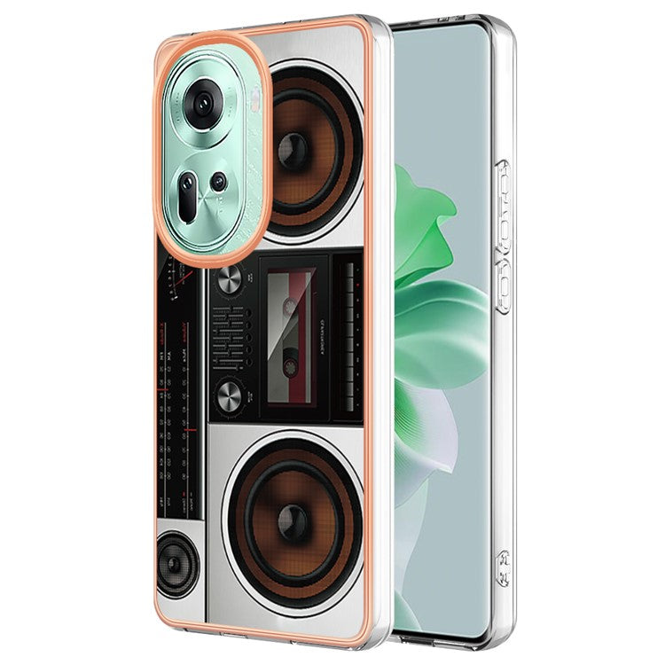 YB IMD Series-19 Style-D For Oppo Reno11 5G (Global) TPU Case Electroplated Pattern Slim Phone Shell - Radio