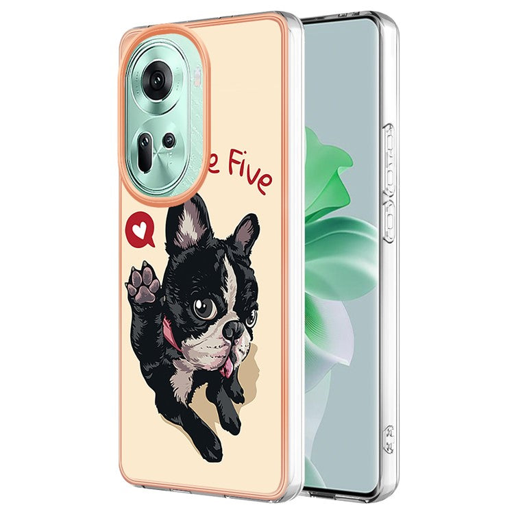 YB IMD Series-19 Style-D For Oppo Reno11 5G (Global) TPU Case Electroplated Pattern Slim Phone Shell - Dog