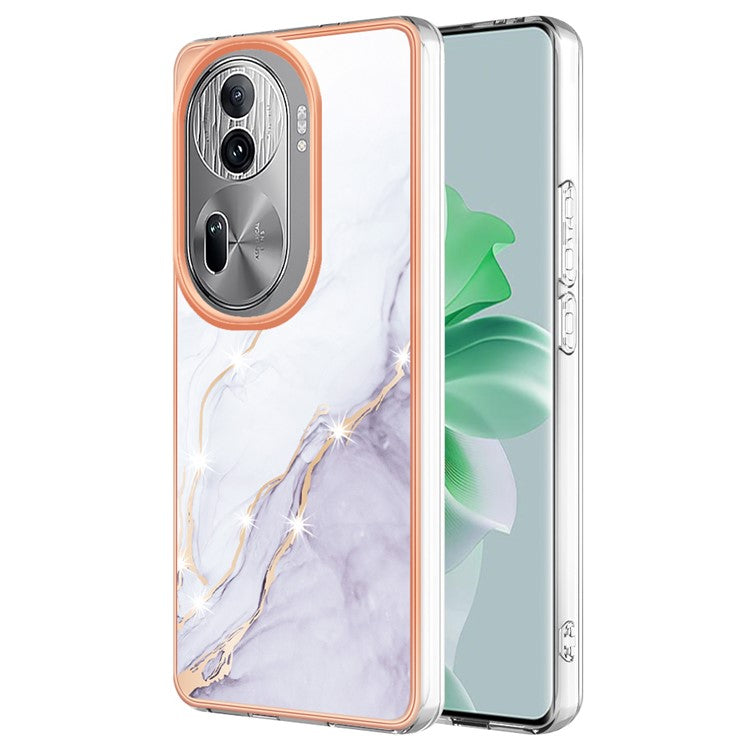 YB IMD Series-2 For Oppo Reno11 Pro 5G (Global) Cover Marble Pattern TPU Anti-drop Phone Shell - White 006