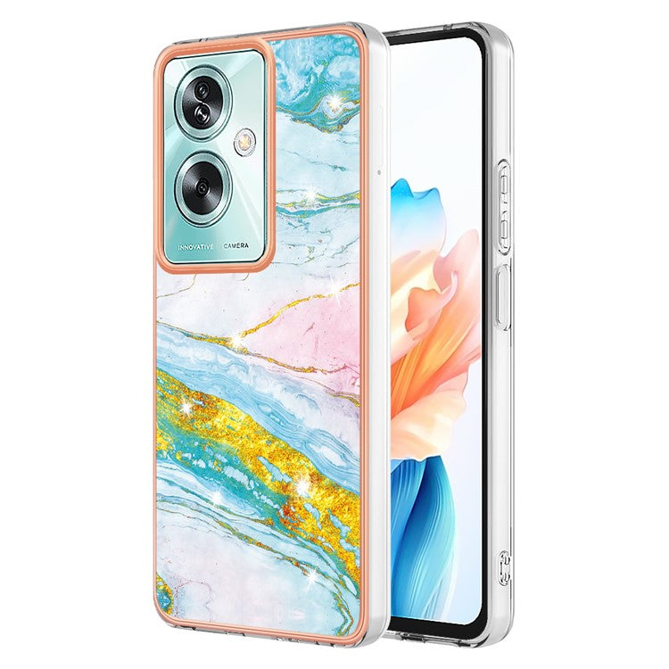 YB IMD Series-2 For Oppo A79 5G / A2 5G Case IMD Marble Pattern Electroplating TPU Cover - Green 004