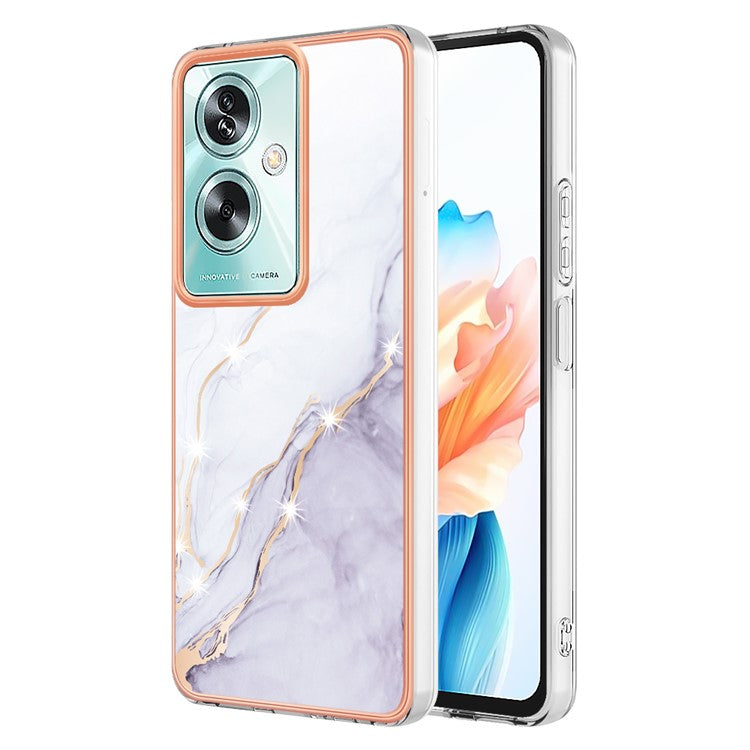 YB IMD Series-2 For Oppo A79 5G / A2 5G Case IMD Marble Pattern Electroplating TPU Cover - White 006