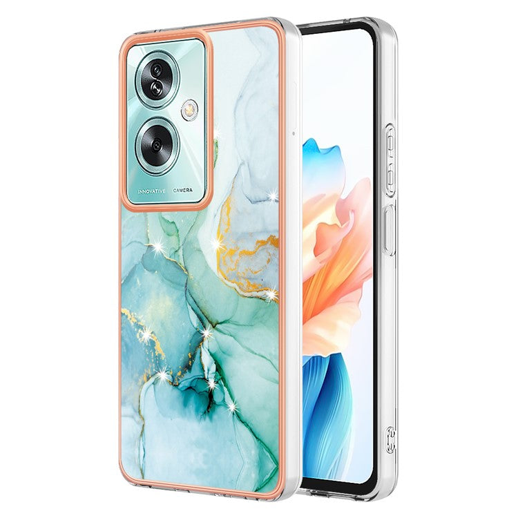 YB IMD Series-2 For Oppo A79 5G / A2 5G Case IMD Marble Pattern Electroplating TPU Cover - Green 003