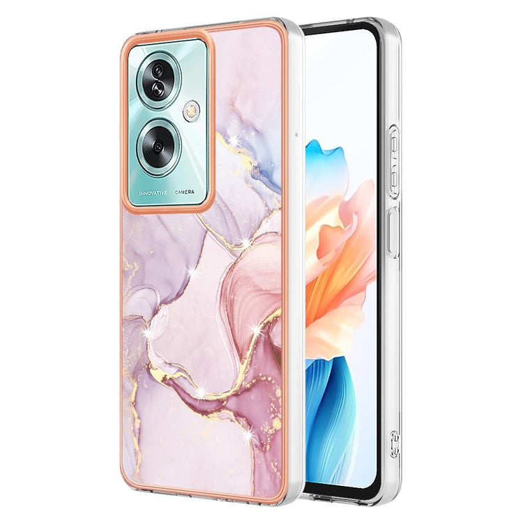 YB IMD Series-2 For Oppo A79 5G / A2 5G Case IMD Marble Pattern Electroplating TPU Cover - Rose Gold 005