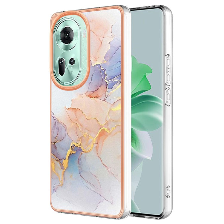 YB IMD Series-1 For Oppo Reno11 5G (Global) Case Electroplating Anti-Drop Soft TPU Phone Cover - Milky Way Marble White