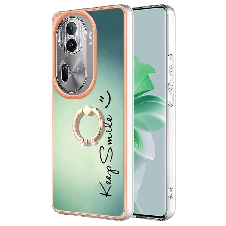 YB IMD Series-20 Style D for Oppo Reno11 Pro 5G (Global) TPU Case Pattern Printing 2.0mm Kickstand Cover - Keep Smile