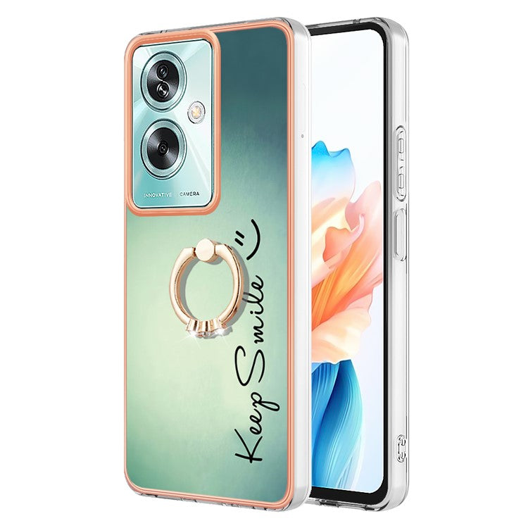 YB IMD Series-20 Style D for Oppo A79 5G / A2 5G Case Kickstand 2.0mm Electroplating TPU Cover - Keep Smile