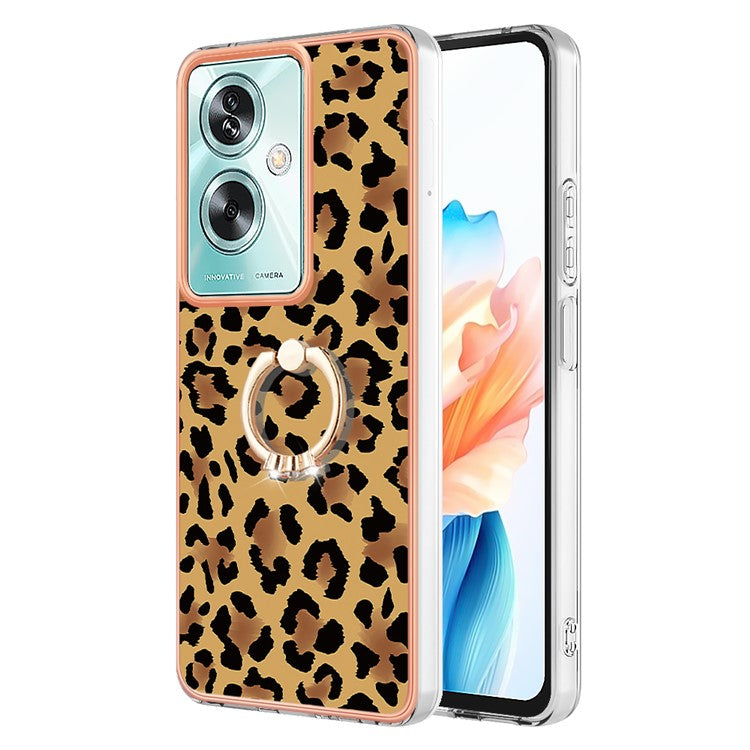 YB IMD Series-20 Style D for Oppo A79 5G / A2 5G Case Kickstand 2.0mm Electroplating TPU Cover - Leopard Print