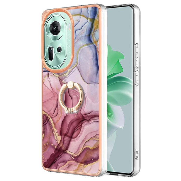 YB IMD Series-17 Style-E For Oppo Reno11 5G (Global) Kickstand Case 2.0mm TPU Phone Shell - Rose Gold