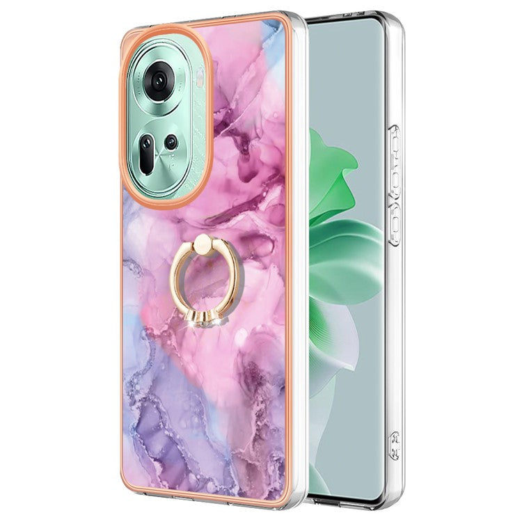 YB IMD Series-17 Style-E For Oppo Reno11 5G (Global) Kickstand Case 2.0mm TPU Phone Shell - Rose