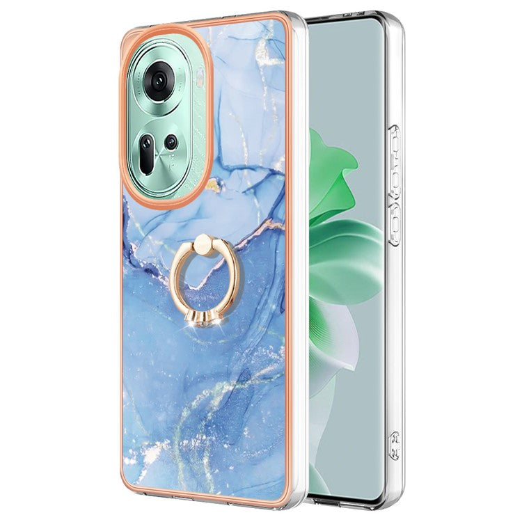 YB IMD Series-17 Style-E For Oppo Reno11 5G (Global) Kickstand Case 2.0mm TPU Phone Shell - Blue