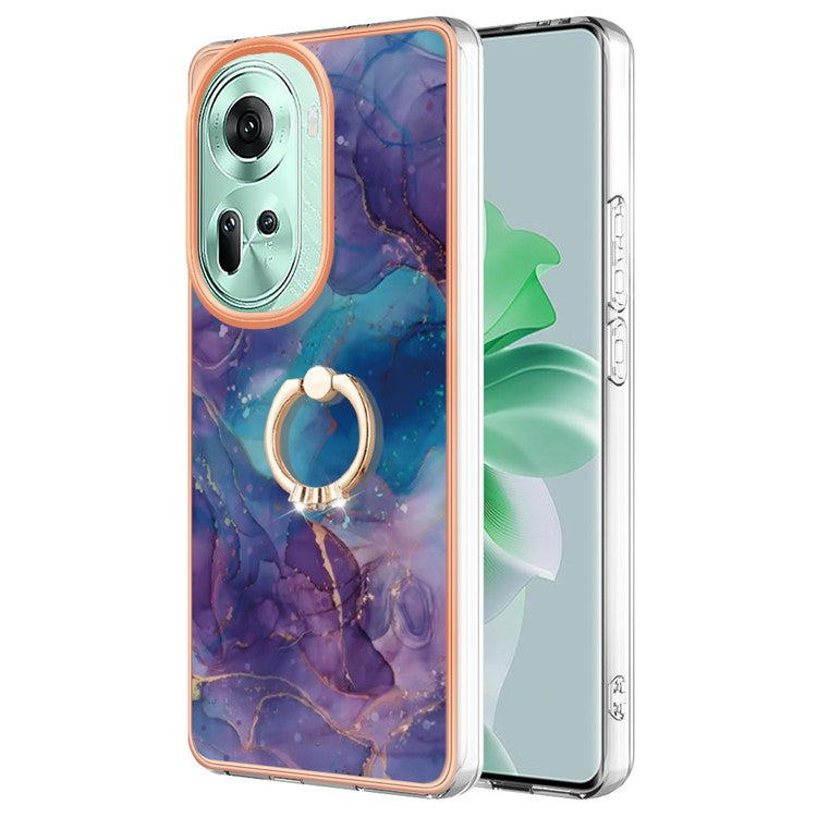 YB IMD Series-17 Style-E For Oppo Reno11 5G (Global) Kickstand Case 2.0mm TPU Phone Shell - Purple