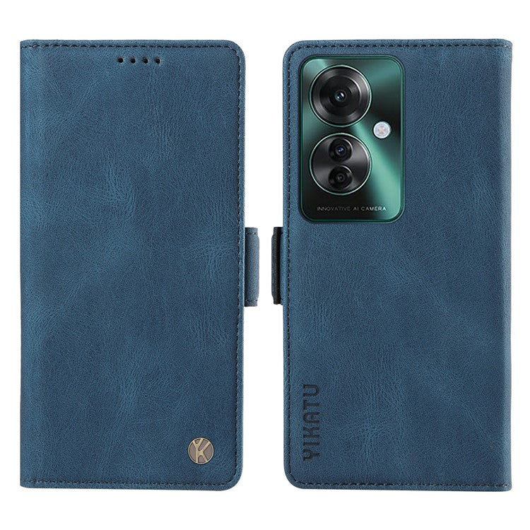 YIKATU YK-005 For Oppo Reno11 F 5G / F25 Pro 5G Leather Phone Case Stand Wallet Cover - Blue