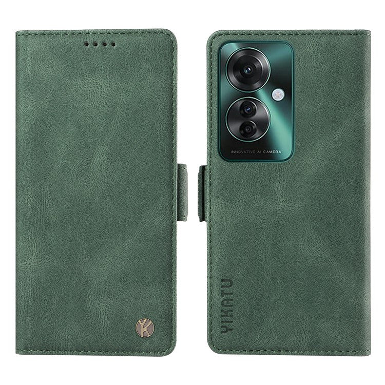 YIKATU YK-005 For Oppo Reno11 F 5G / F25 Pro 5G Leather Phone Case Stand Wallet Cover - Green