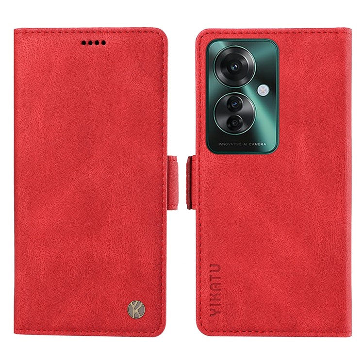 YIKATU YK-005 For Oppo Reno11 F 5G / F25 Pro 5G Leather Phone Case Stand Wallet Cover - Red